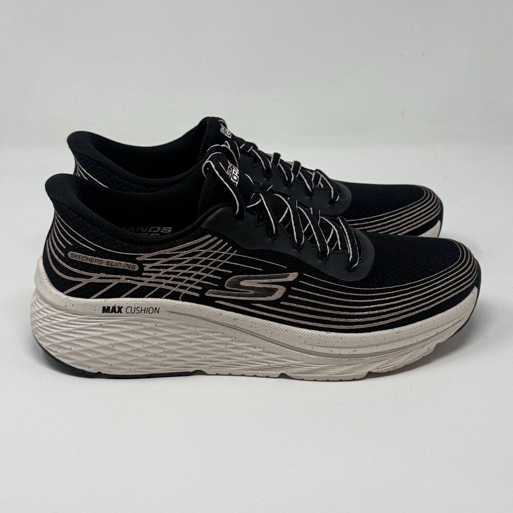 Skechers Max Cushioning Elite 2.0 Kaplan Womens 10 Black Rose Gold Hands Free